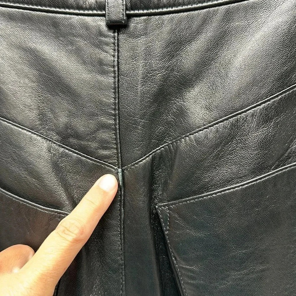 St John Sport Genuine Leather Straight Leg Trouser Pants Pant Black Women Size 6 - Picture 12 of 14